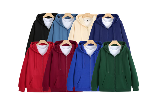 Cotton Long-Sleeve Zip Hoodies